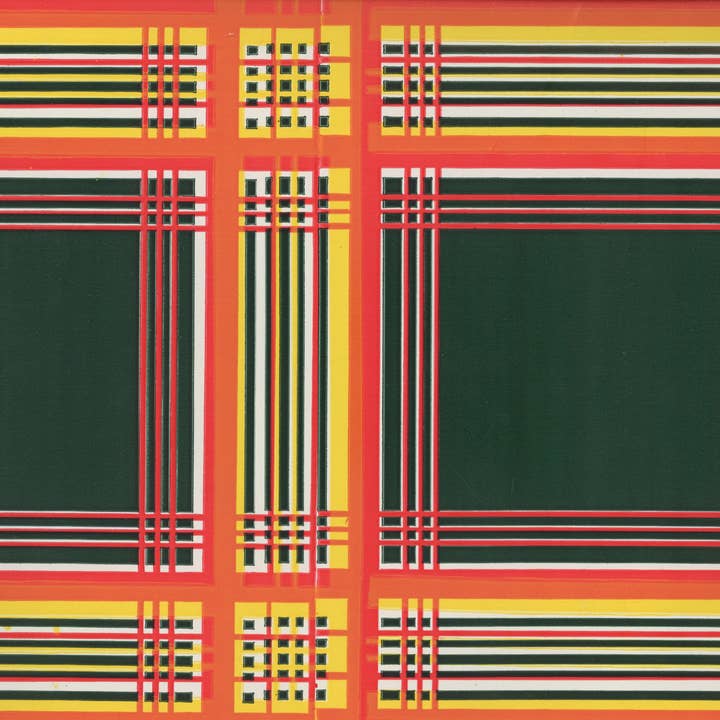 Deep Green and Bright Orange Plaid Vintage Paper for wholesale by Yozo Studio