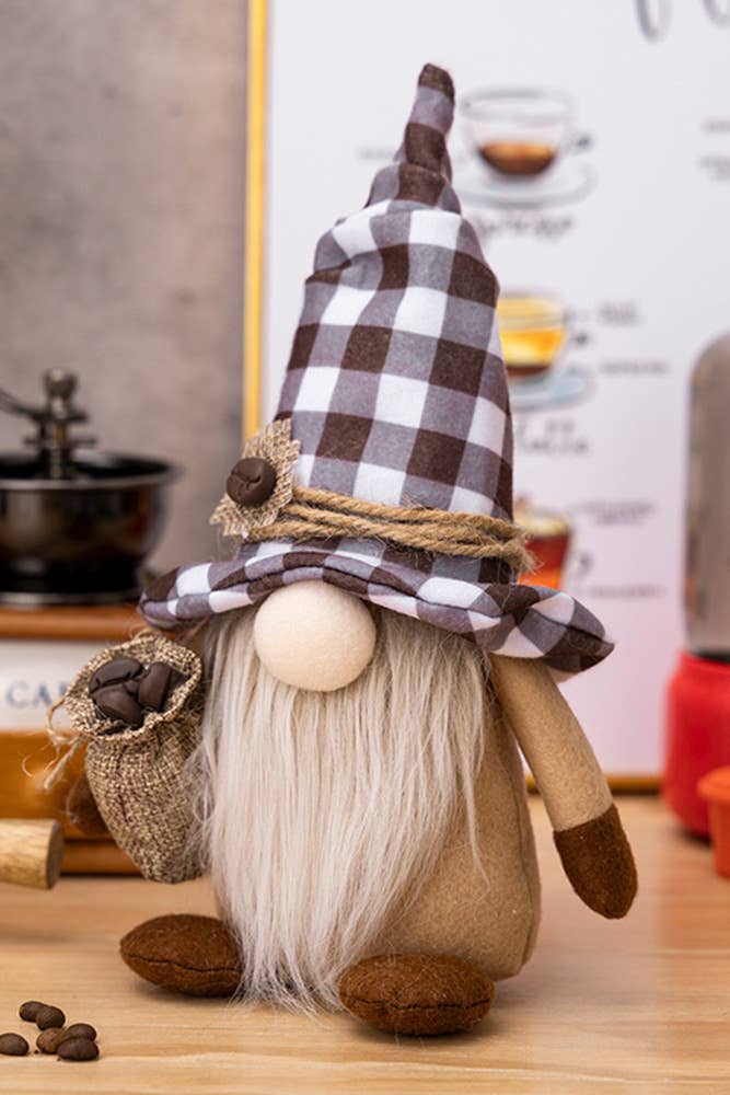 UNISHE – wholesale Decorative tabletop object – Plaid Coffee Bean Rudolf Doll MOQ 3PCS HB0201