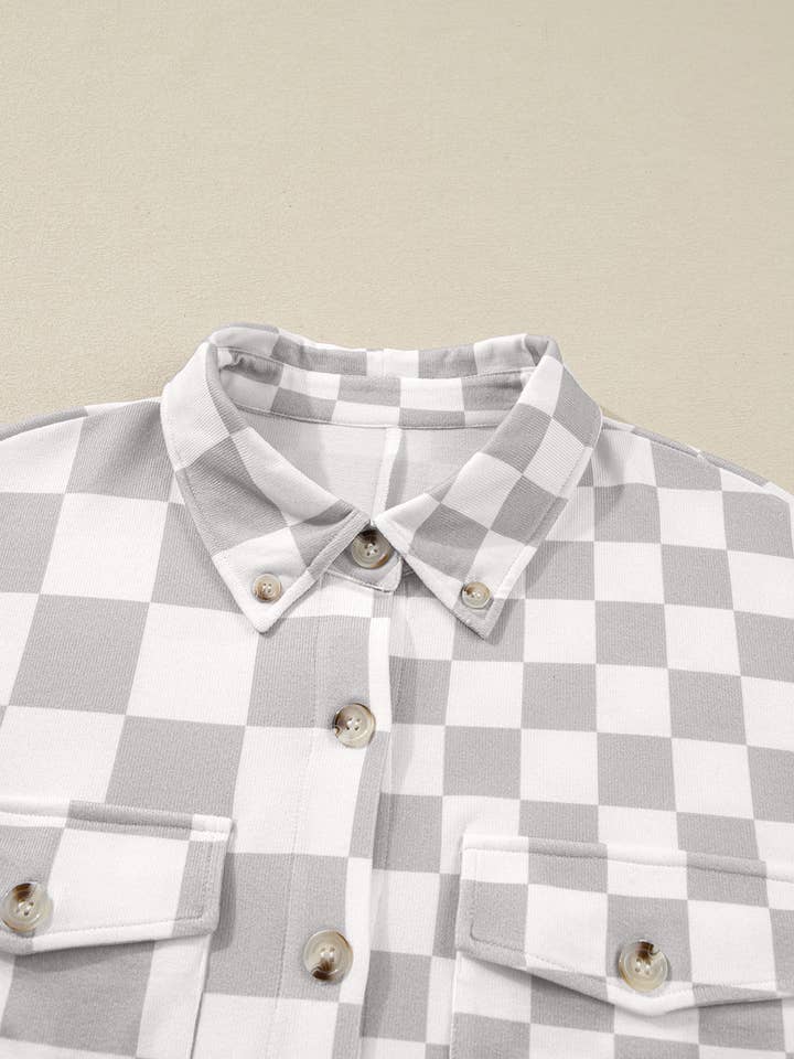 Khaki Checkered Buttoned Down Casual Western Jacket for wholesale on Faire5