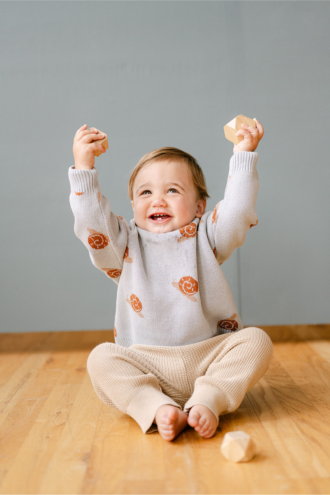 Dear Hayden - Wholesale Knit Sweater - Kids - Organic Snail Knit Sweater in Pearl Blue3