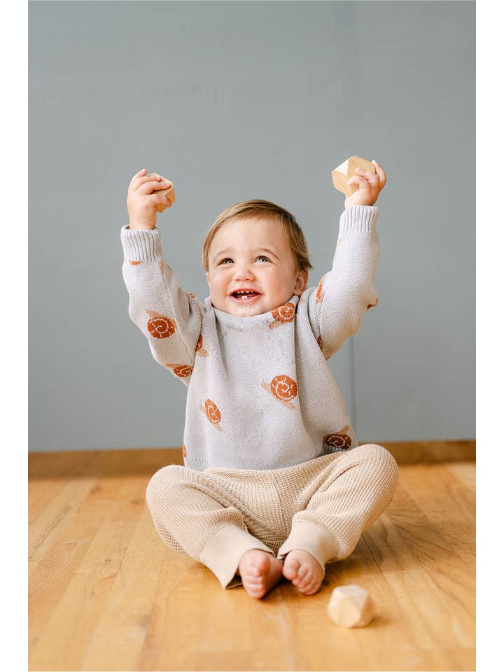 Dear Hayden - Wholesale Knit Sweater - Kids - Organic Snail Knit Sweater in Pearl Blue3