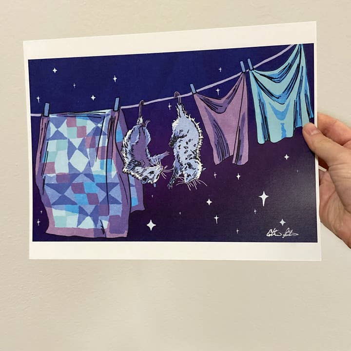 Impression artistique sur la ligne de vêtements Possum de 8,5 « x11" pour la vente par Esther Sketch