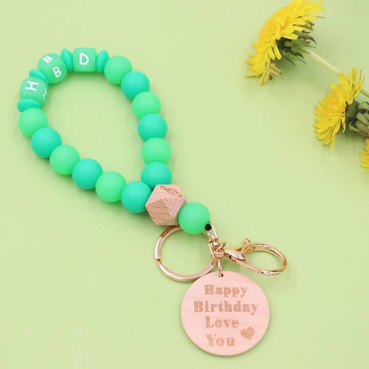 Sparkle Being - Wholesale Keychain Bracelet - Silicone Beaded Wristlet - Glitter Bangle Keychain10