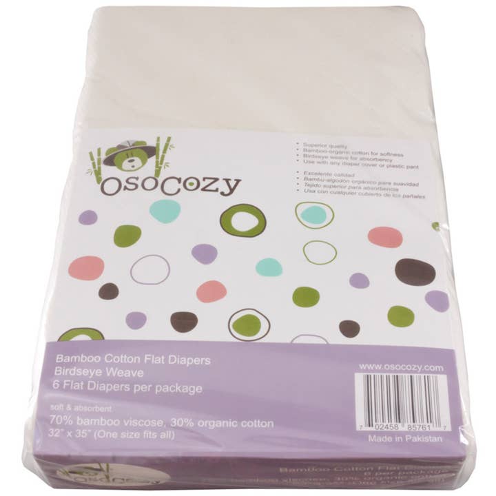OsoCozy - Wholesale Diaper (Cloth) - Baby - OsoCozy Flat Diapers Birdseye Weave, 4 Varieties - 6 Packs