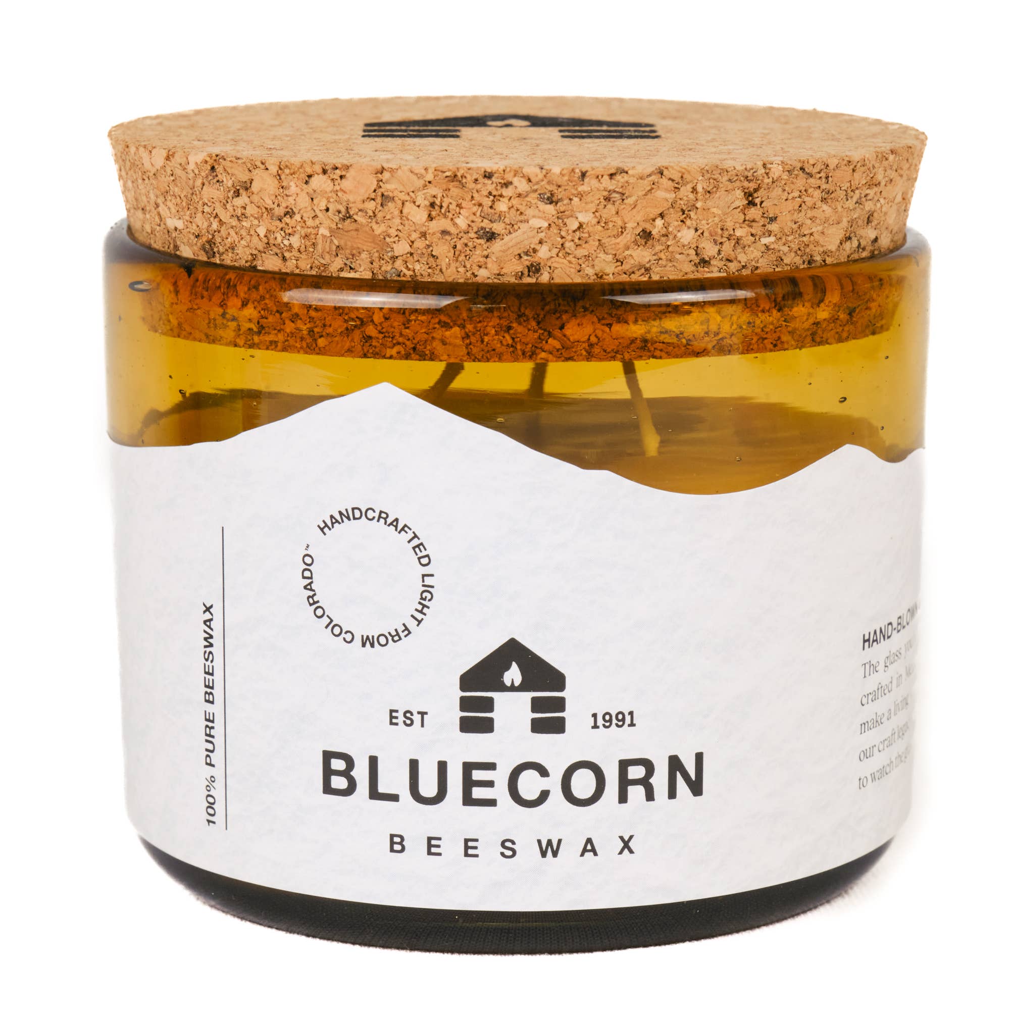 Bluecorn Candles - Wholesale Jar/Filled Candle - Pure Beeswax Jar Candle in Blown Glass Holder0