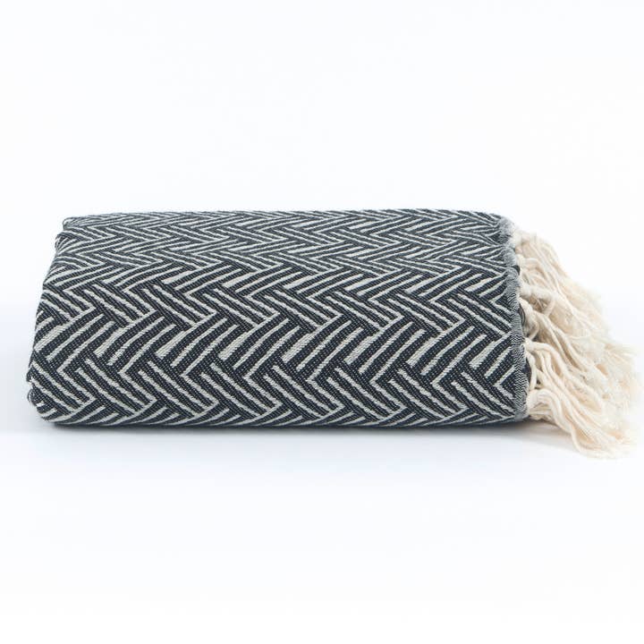 Plaid Vienna Lana Cotone - Nero - 150x250cm per la vendita all'ingrosso da parte di Lantara