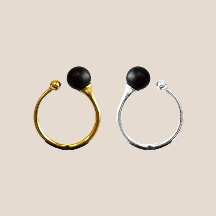 Amby - Wholesale Jewelry Set - Gintarinis žiedas auksuotas/sidabras 925 "Naktis"1