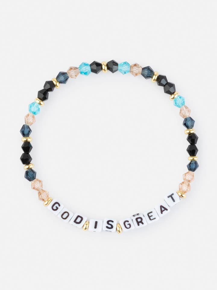 God is Great Letter Bracelet for wholesale by Elevated Faith