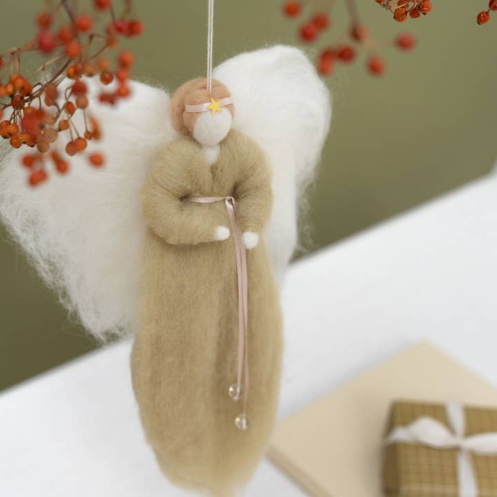 Jurianne Matter - Wholesale Decorative Figurine - IRINI wool angel - khaki