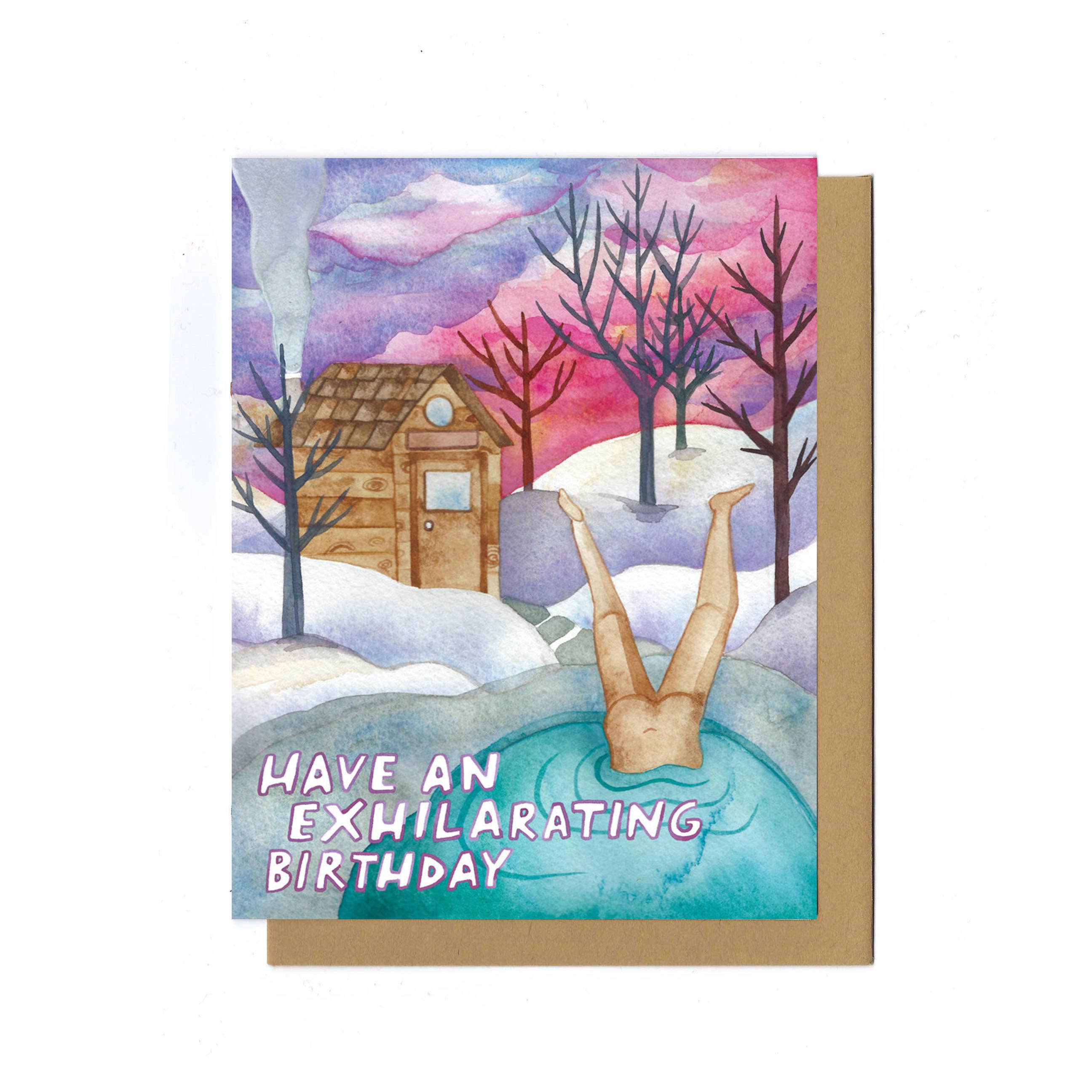 Katie Blanchard Art + Works - Wholesale Birthday Card - Sauna - Exhilirating Birthday Card
