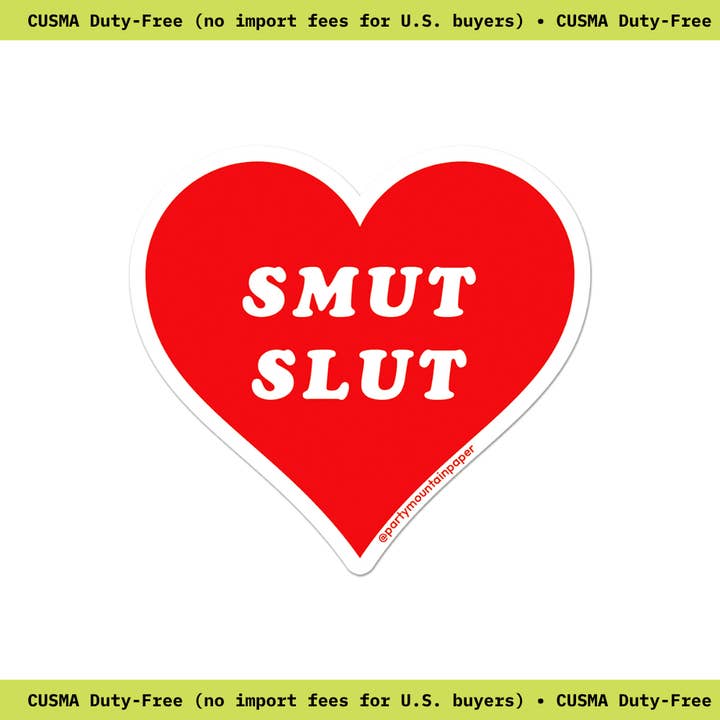 Smut Slut Heart Sticker for wholesale by Party Mountain Paper co.
