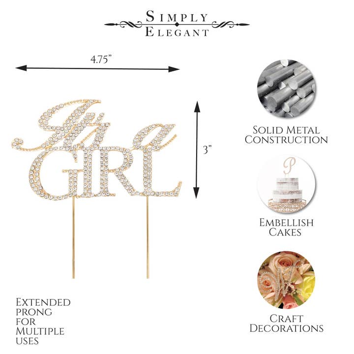 It's a Girl Cake Topper - Gold for wholesale on Faire1