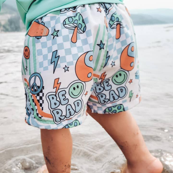Boys Toddler Swim Trunks Swimsuit - Bright Colored Be Rad for wholesale by Rufflеѕ & Bоwtіеѕ - Affordable Boys & Girls Clothing