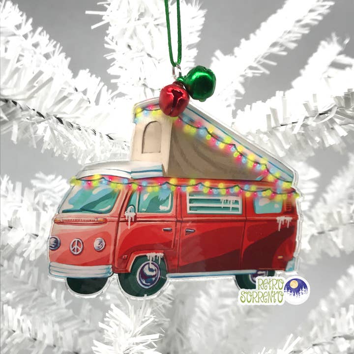 Décoration de Noël Hippie Camper Van - Rouge pour la vente par Retro Sorrento
