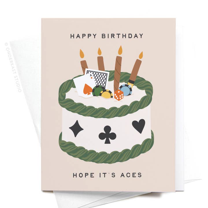 Onderkast Studio - Wholesale Birthday Card - Aces Poker Birthday Greeting Card