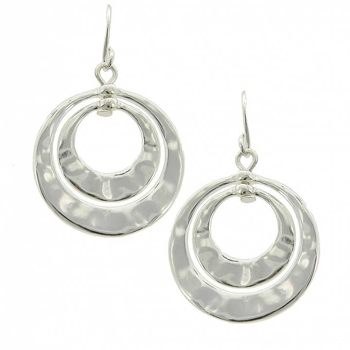 Brincos de Dois Círculos em Camadas Prateados FR6907 por atacado de 0011 PREMIERE