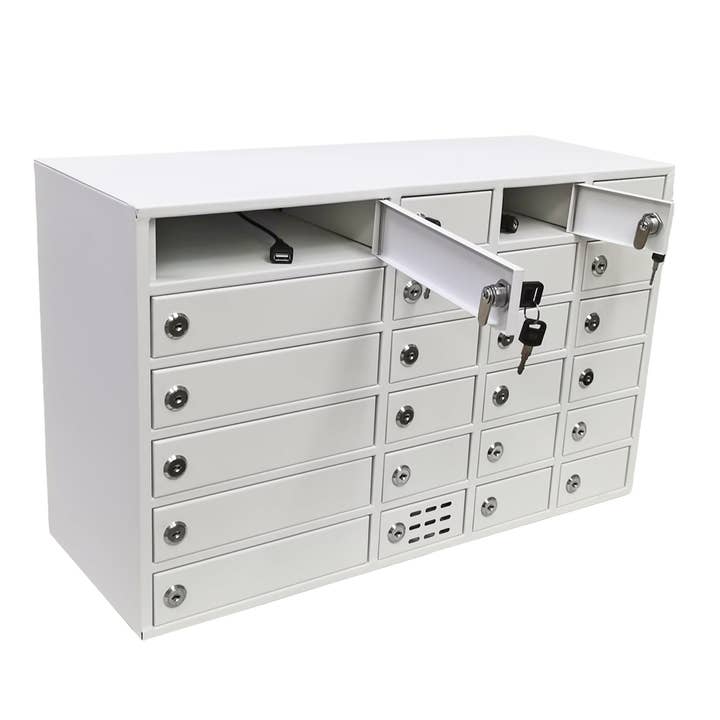 24-Slot Cellphone iPad USB Charging Station Special Plug Lockers 15255-USB-R20-CROSS DOCK for wholesale by FIXTUREDISPLAYS