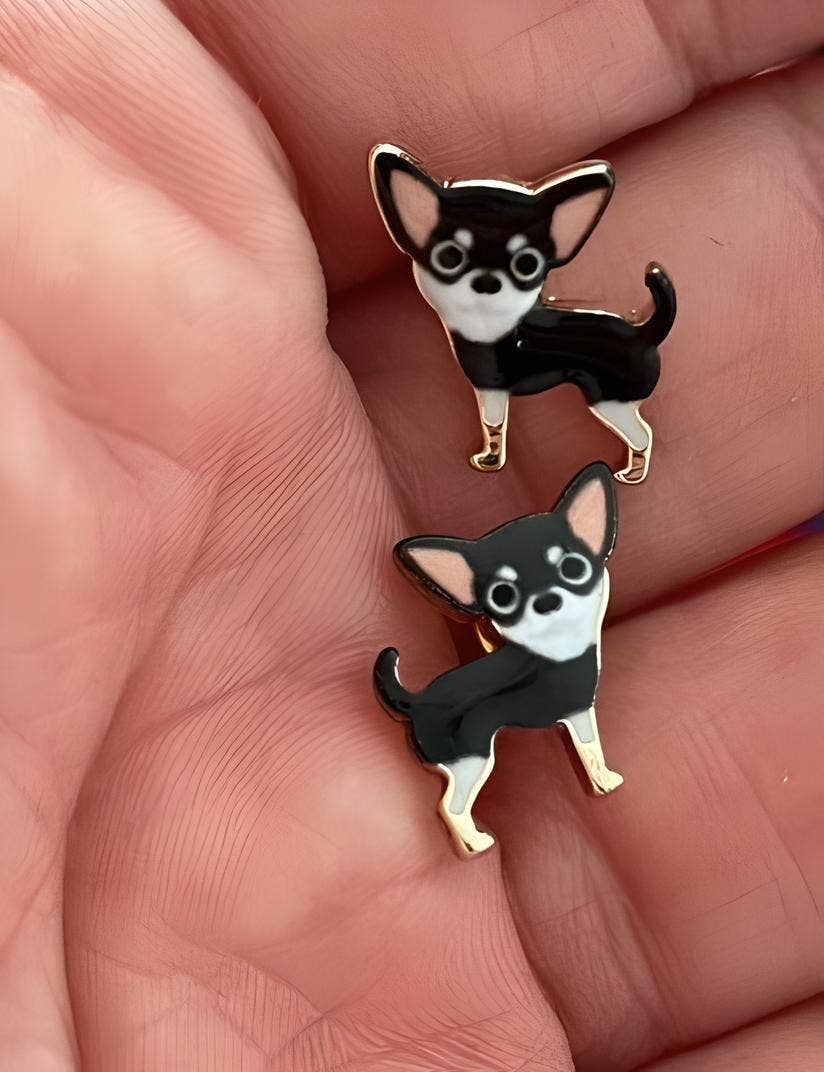 Wild & Free - Wholesale Dangle Earrings - Pendientes de perro Chihuahua negro3