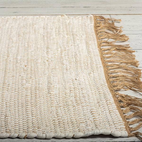 4' x 6' Jute and Cotton Rug With Fringe, Large for wholesale by Brizon