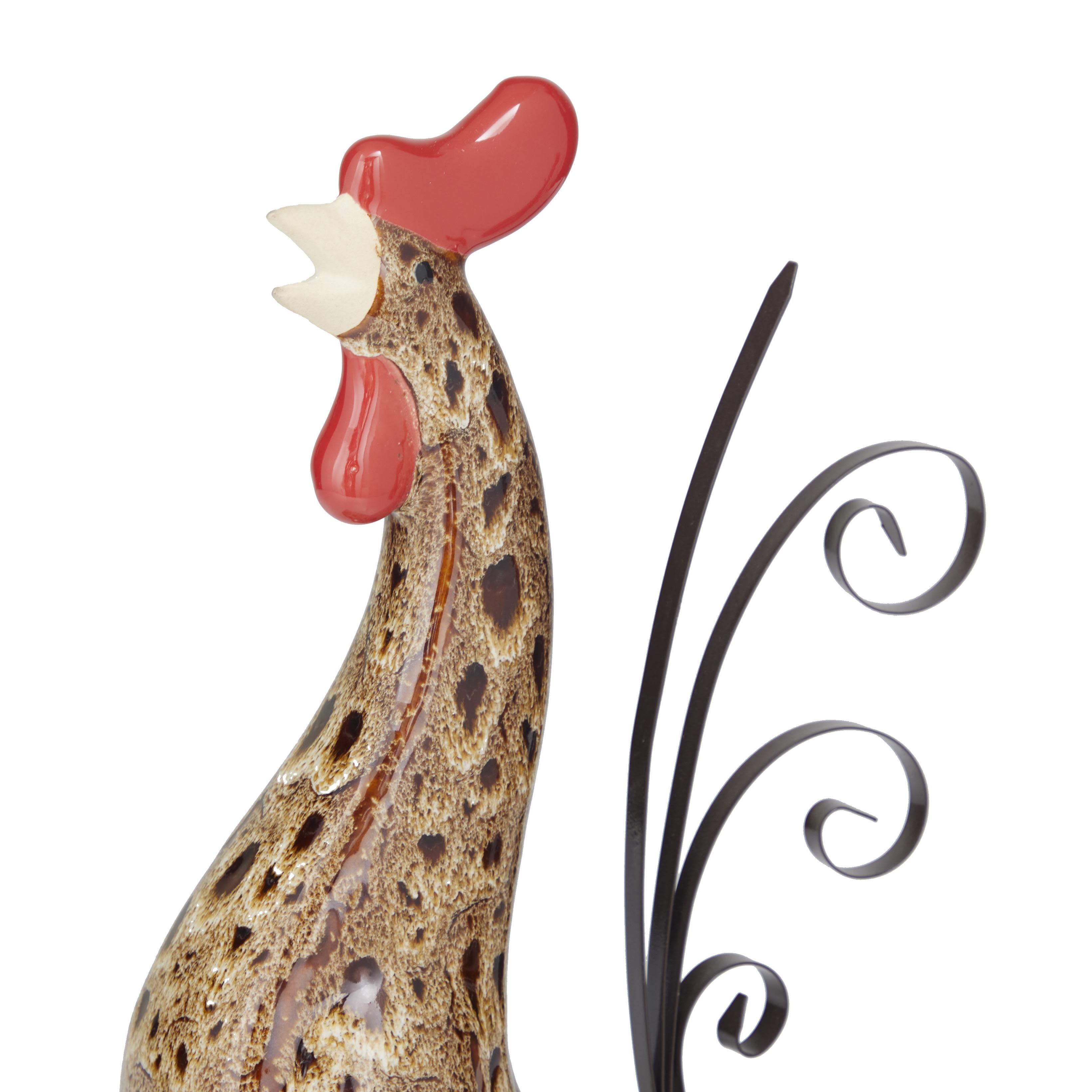 Import Corner - Wholesale Beeldje/beeldhouwwerk - A-40841: KERAMISCHE METALEN HAAN SET VAN 2 13", 10"H5