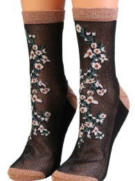 DAISY sheer floral socks for women size 6-9 for wholesale by Sokisahtel I BestSockDrawer