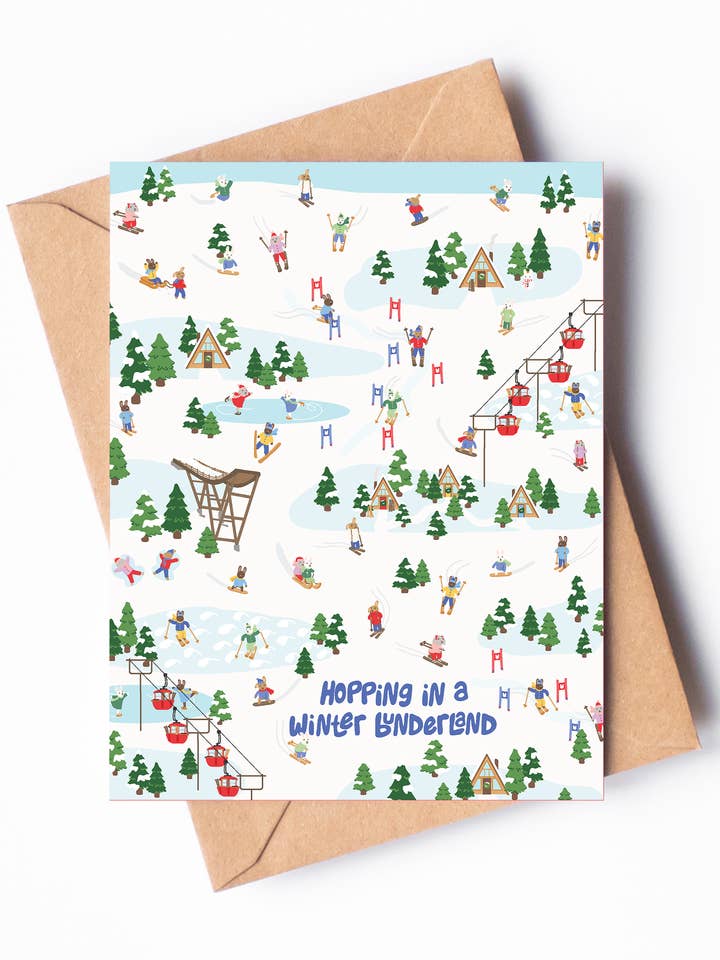 Hopping in a Winter Bunderland Holiday Card for wholesale by Clem & Co.