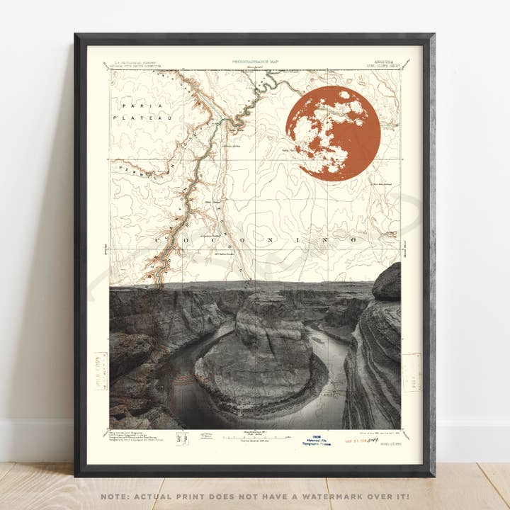 Arizona | Glen Canyon kunstprint op topografische kaart voor wholesale door T. Shaw Designs