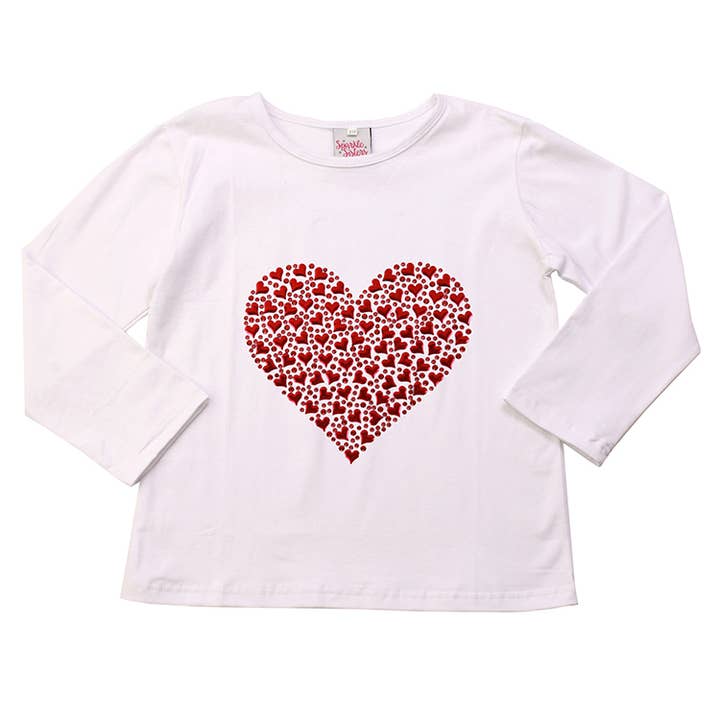 Red Full of Hearts long sleeve tee for wholesale by Sparkle Sisters by Couture Clips