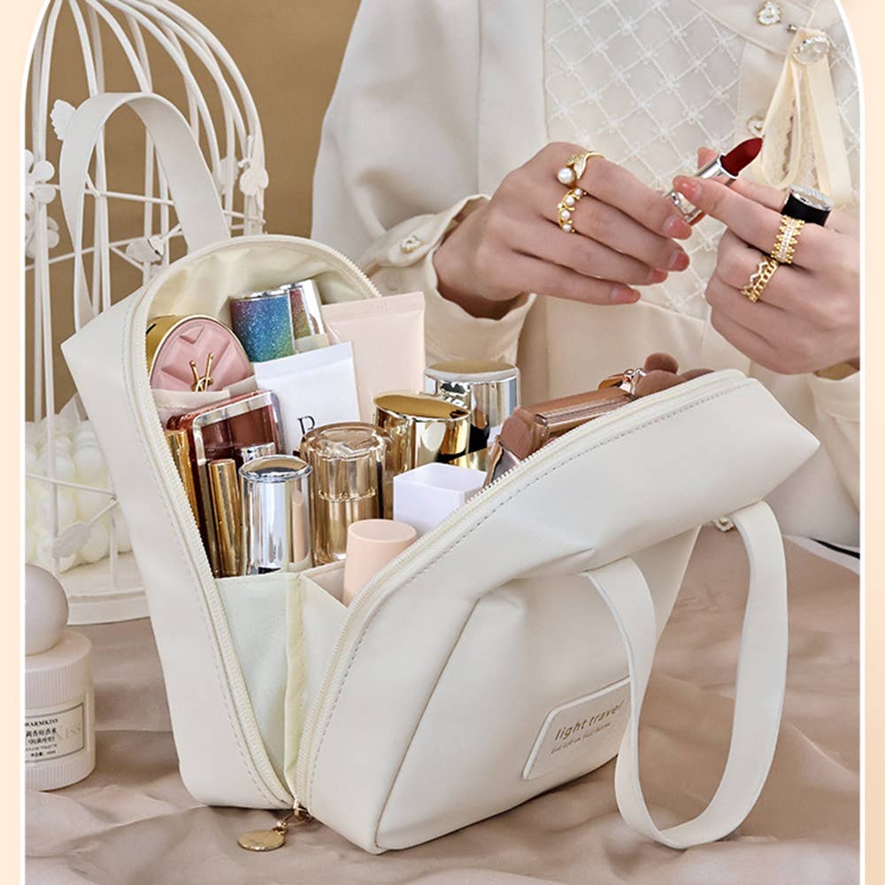 Wholesalesir - Vente Boîte de rangement pour maquillage - Rangement de cosmétiques portable de voyage de grande capacité en PU4