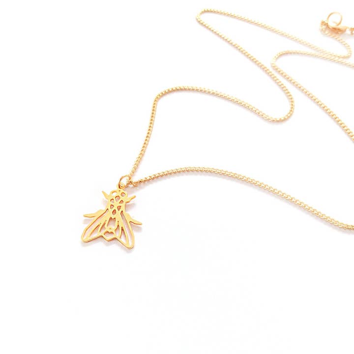 Shany Design Studio - Vente Colliers à pendentif - Collier Insecte Mouche Origami Doré/Argent