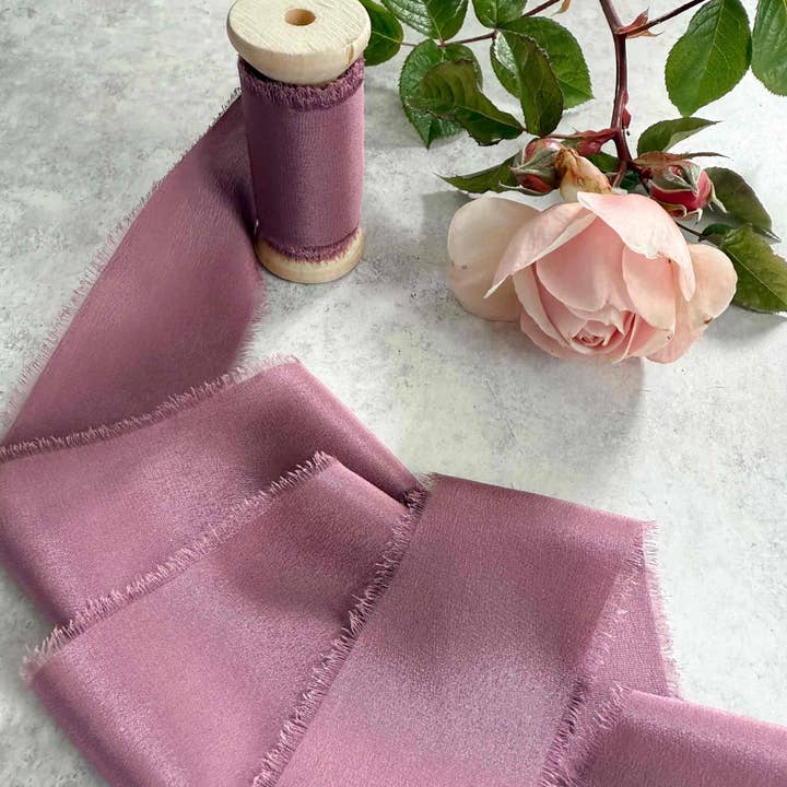 The Natural Paper Company - Wholesale Ribbon - Gift Wrapping - Silk Ribbon in Mauve | Roll of Fine Silk Ribbon4