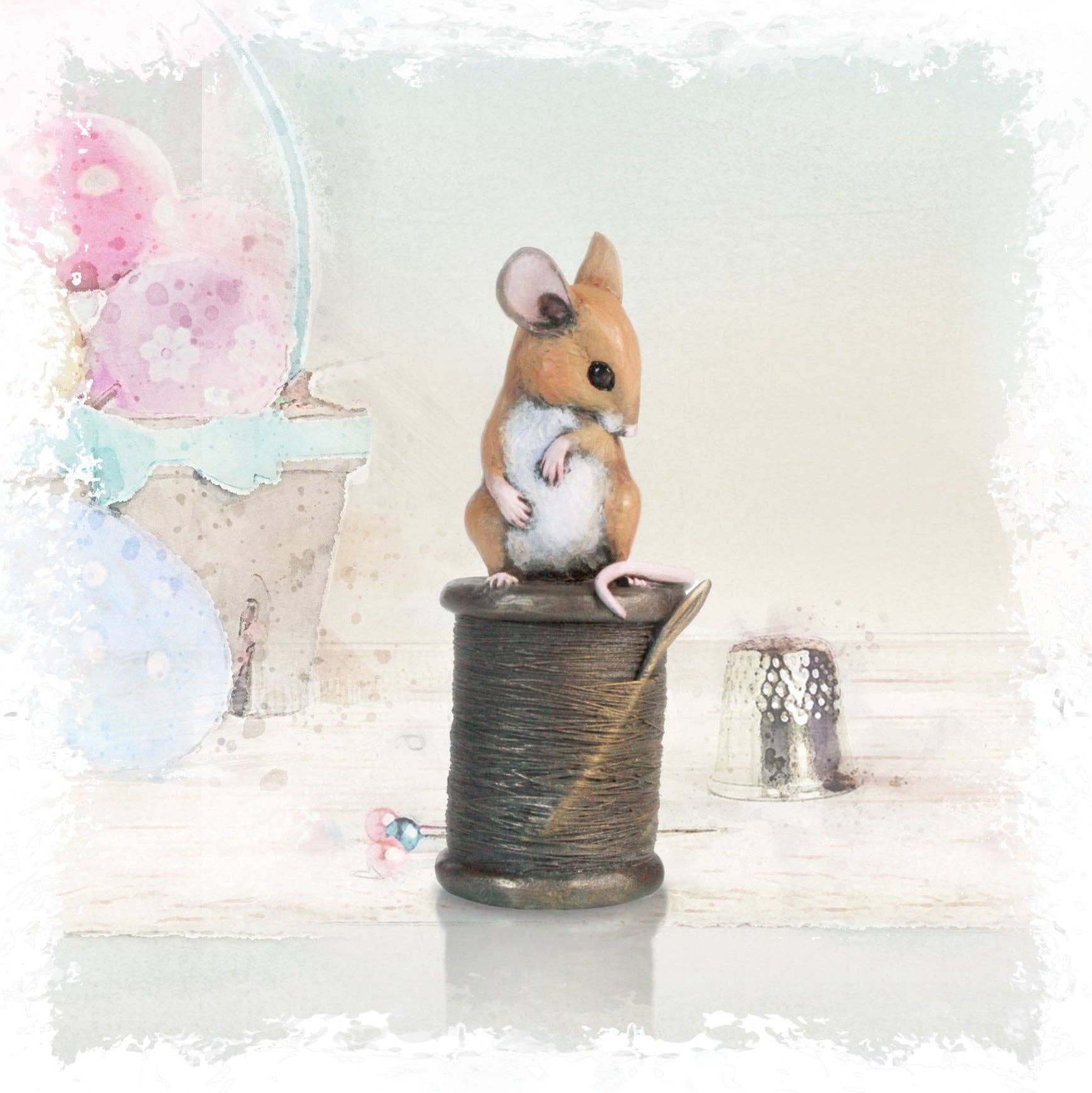 Richard Cooper Bronze - Wholesale Decorative Figurine - Cotton Reel - Cold Cast Bronze Mouse (230BR)0