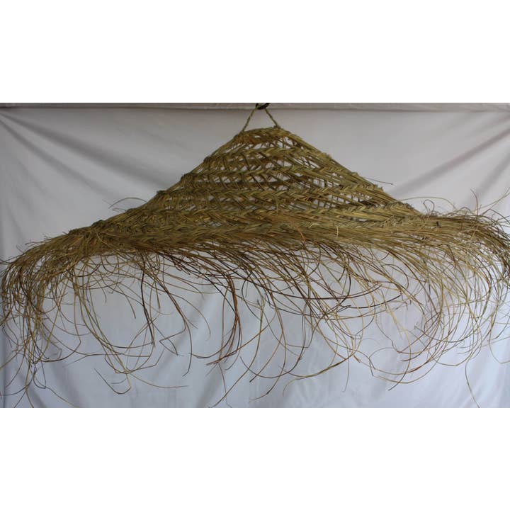 LARGE PENDANT Woven Straw Parasol - Light fixture Artisanal lampshade with openwork braiding - 4 SIZES to choose from - Bohemian decoration - for wholesale by Boutique Huléti