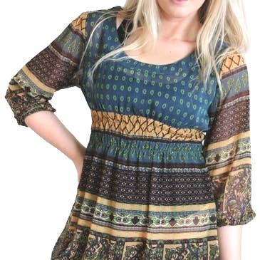 Women's Printed Boho Top for wholesale by Deidaa