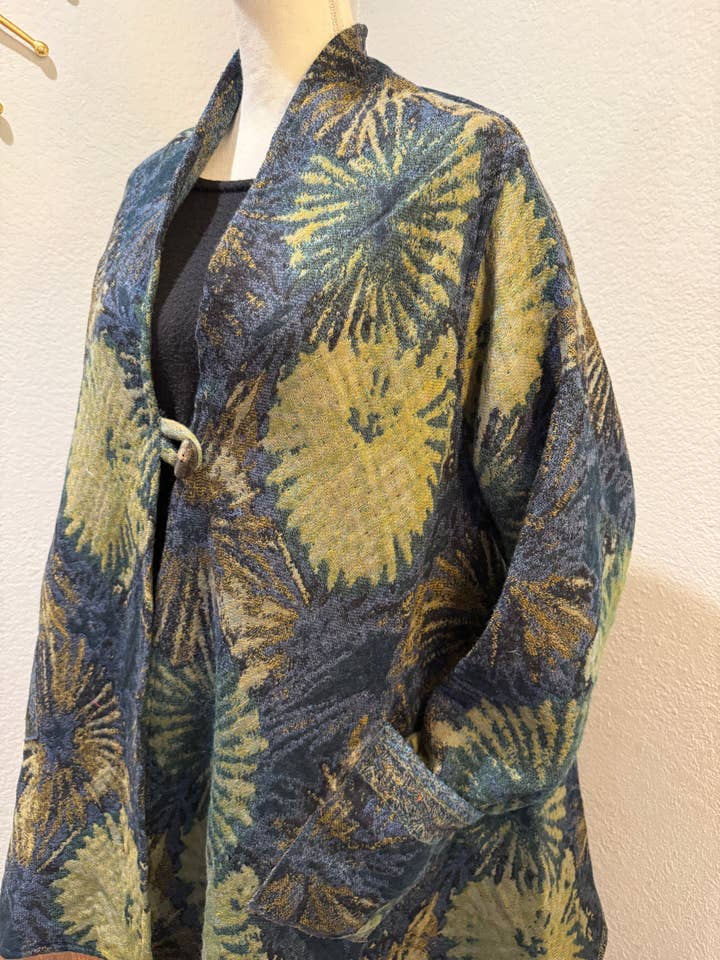 Reversible 100% Merino Wool Duster Jacket for Women – Starburst Color, Long Cardigan Coat with Pockets, Warm Lightweight Wrap, Gift for Her for wholesale by In Style Scarves