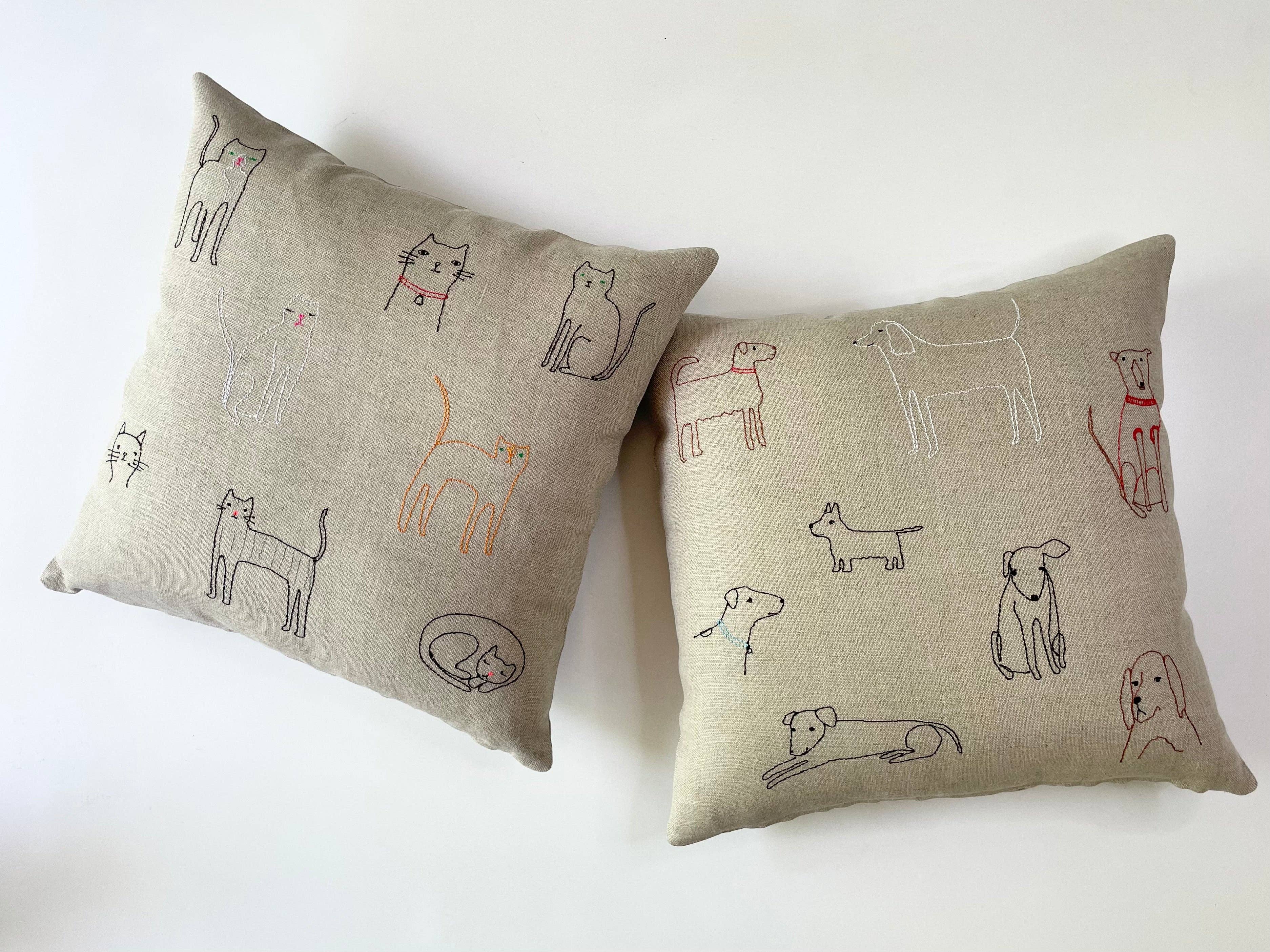 K Studio - Wholesale Throw/Decorative Pillow - Cats Pillow, Linen2
