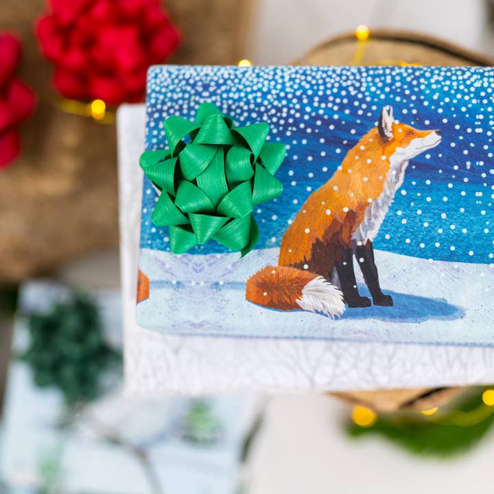 Wrappily Eco Gift Wrap Co. – papel de embrulho por atacado – Fox Moment • Papel de embrulho ecológico de dupla face • Férias4