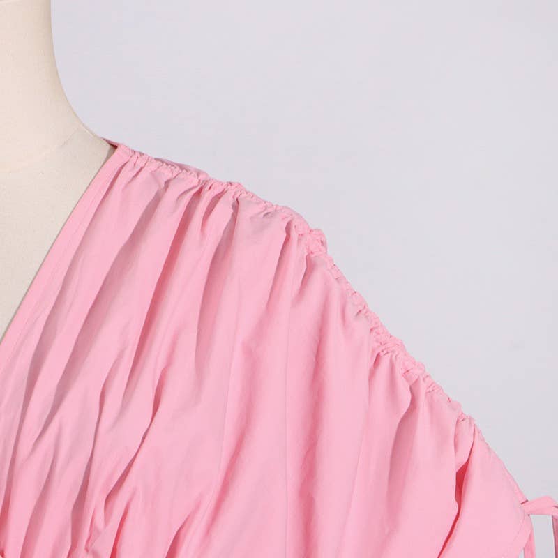 Branco SY185 Elegante Vestido Longo com Colagem Floral com Decote em V e Cintura Alta para venda a revendedores na Faire13