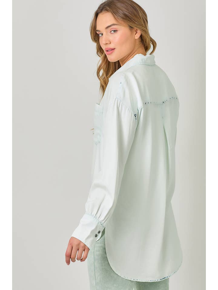Mystree - Wholesale Button Down Shirt - Women's - 60937 Tencel Oversized Button Up Shirt11