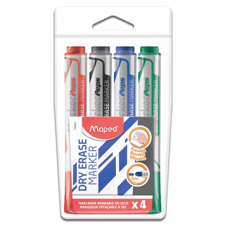 Maped Helix USA - Wholesale Marker - Marker'Peps Dry Erase Jumbo Bullet Tip Markers x4