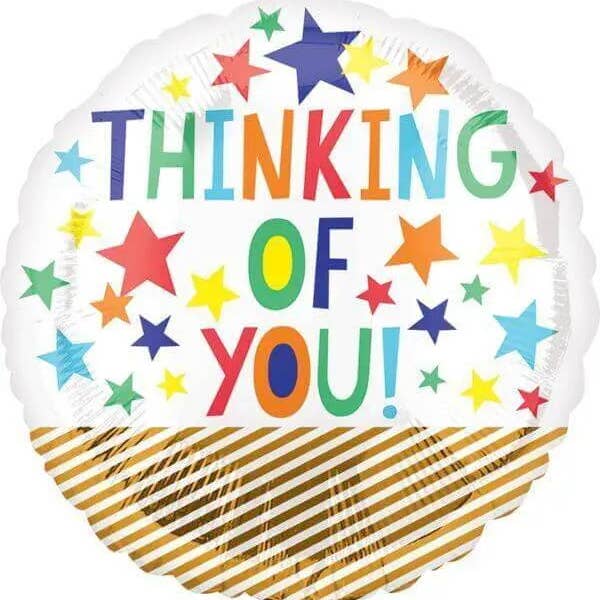 18" Thinking of You Fun Stars Mylar Balloon #169 for wholesale by Party Expo, LLC
