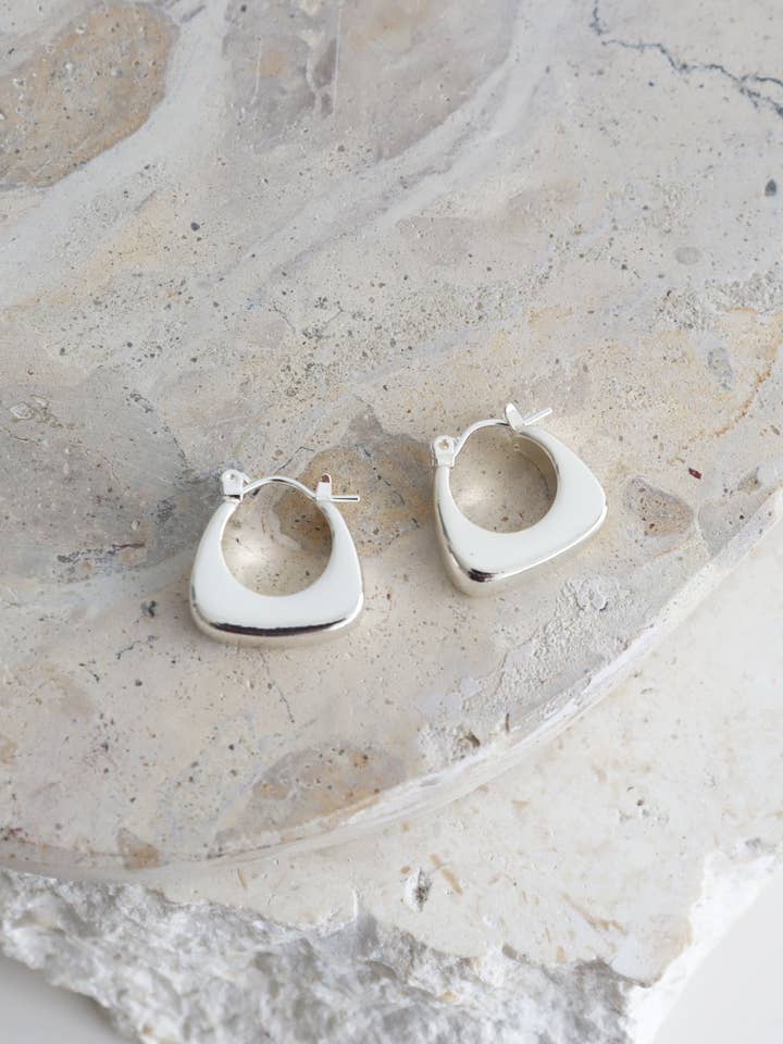 Nora Huggie Sterling Silver Plated Earrings for wholesale by Angels Whisper Accessories