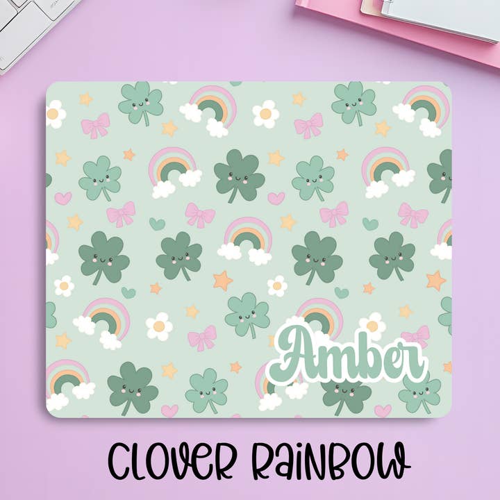 Alfombrilla de ratón personalizada de trébol arcoíris para el Día de San Patricio – Accesorio de escritorio afortunado y festivo para venta al por mayor de Creekside Design Company
