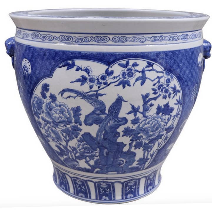 Navy Bird and Floral Fishbowl for wholesale by The Enchanted Home