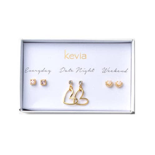 Conjunto de Brincos Pendentes com Coração Aberto por atacado de Kevia