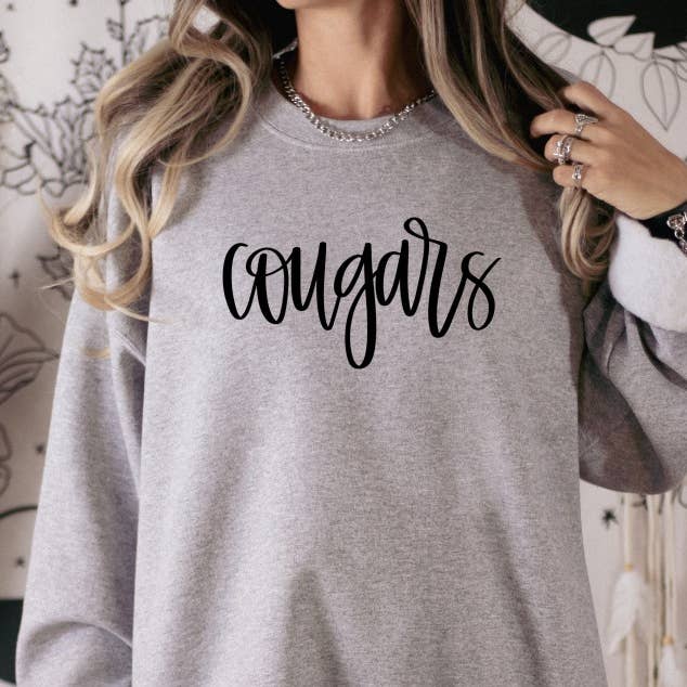 Cougars Black On Black Puff Ink Graphic Tee or Hoodie for wholesale by Ashton Grove Ltd Co