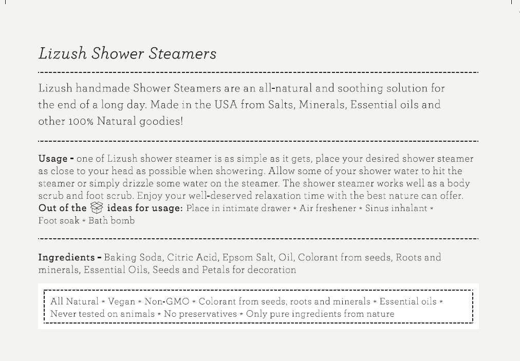 Lizush - Wholesale Shower Steamer/Bomb - Starter kit: Shower Steamers-100 individual - Unisex Scents13