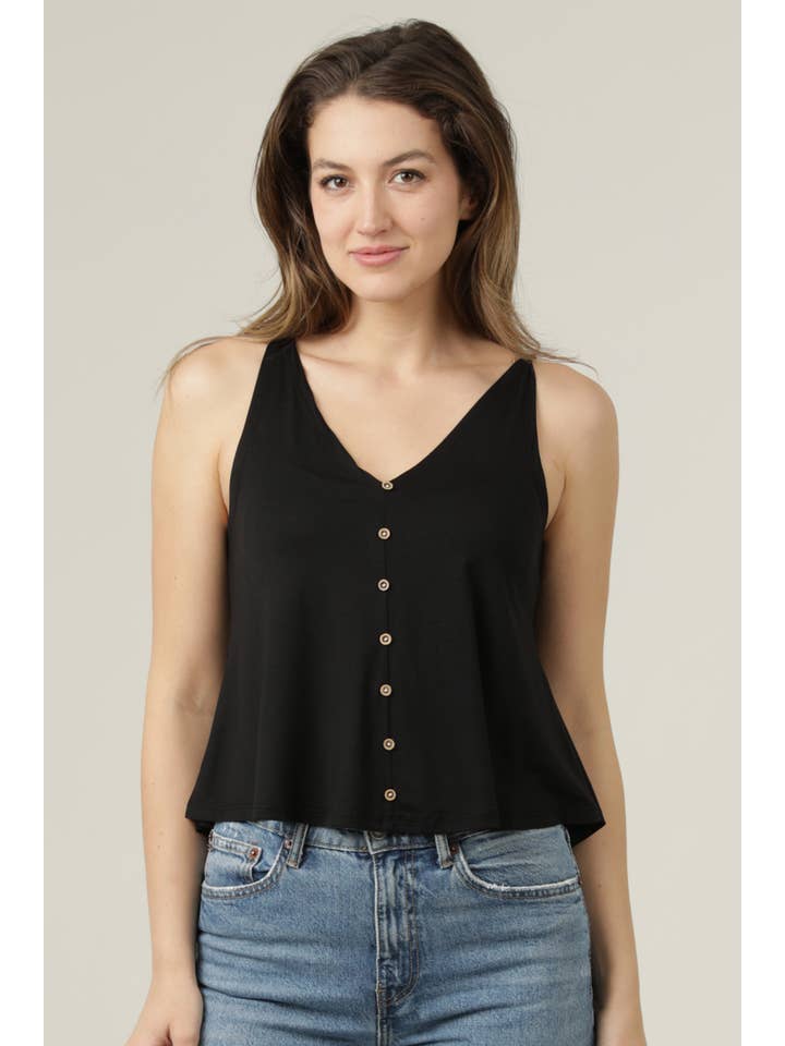 ANGIE - Wholesale Tank Top - Women's - X2T72-ASIS V NECK SWINGY TANK TOP WITH OPEN BACK BASIC TANK23