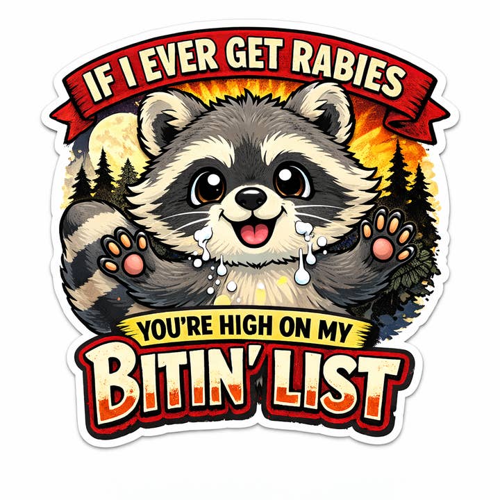 If I Ever Get Rabies You’re High on My Bitin’ List Sticker for wholesale by Lyrical River Designs