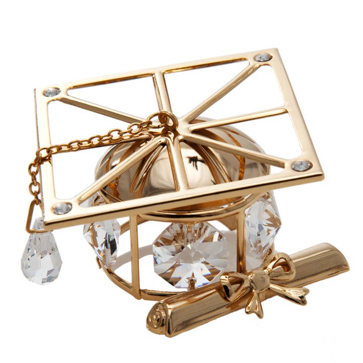 Matashi – Großhandel Tischdeko – Matashi Goldene Abschlusskappe, Diplom, Kristallquaste1